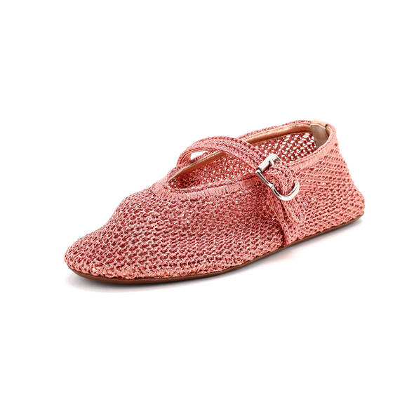Alaia Women's Buckle Ballerina Flats Metallic Mesh